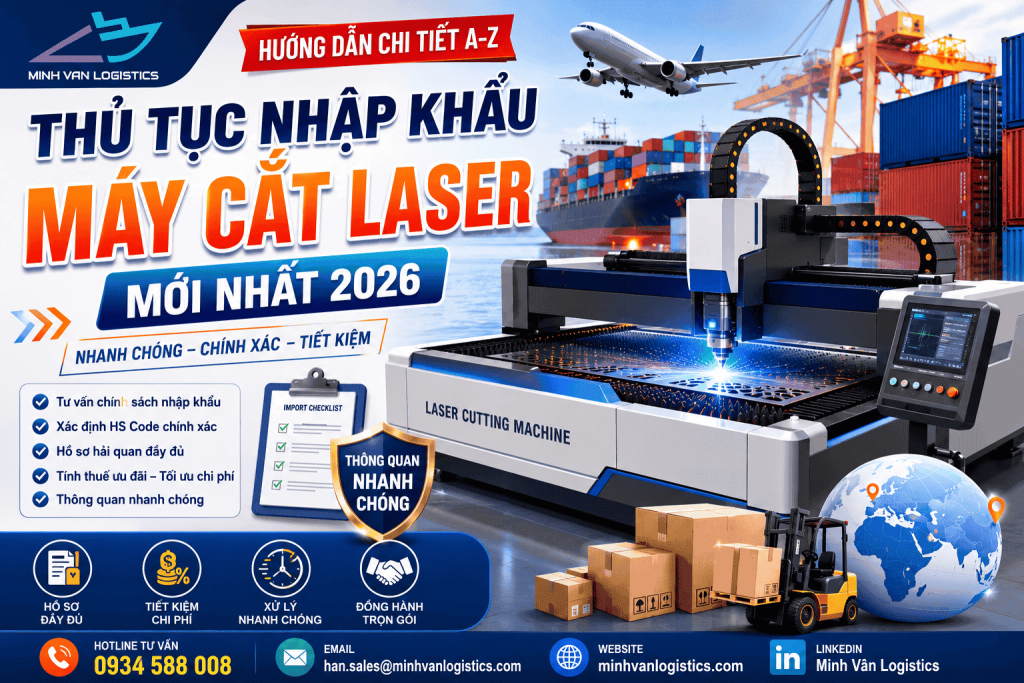 Thủ tục nhập khẩu máy cắt laser mới nhất 2026
