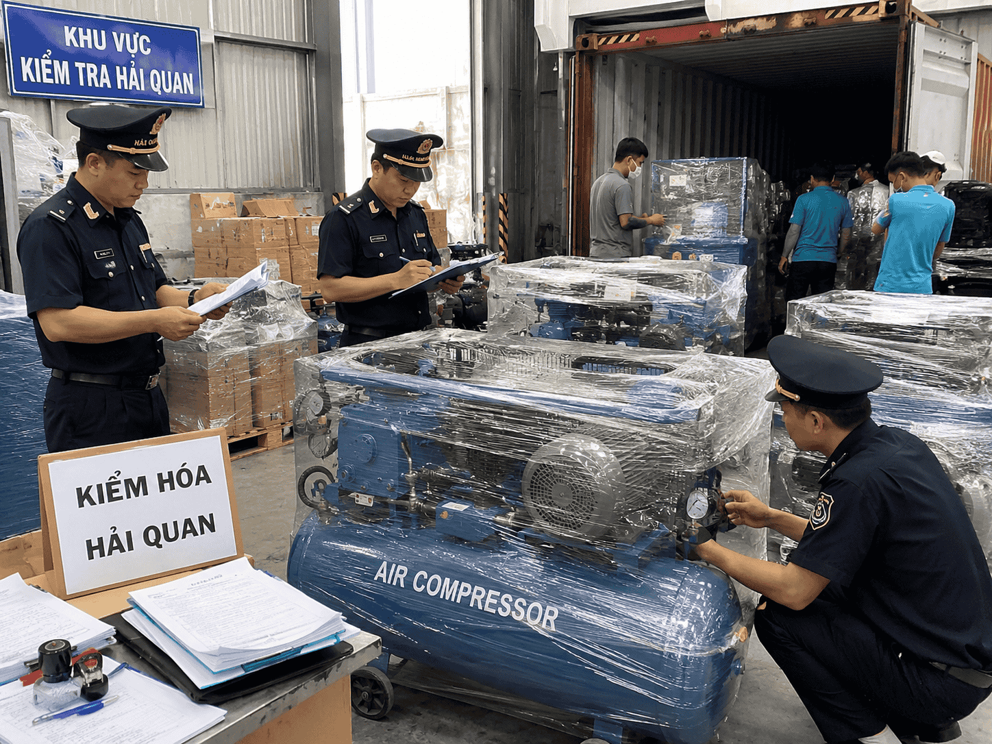 hàng máy nén khí bị kiểm hóa hải qua