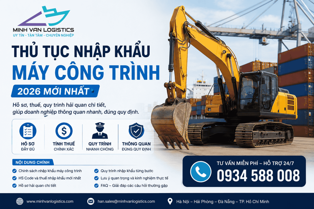 Thủ Tục Nhập Khẩu Máy Công Trình Mới Nhất 2026