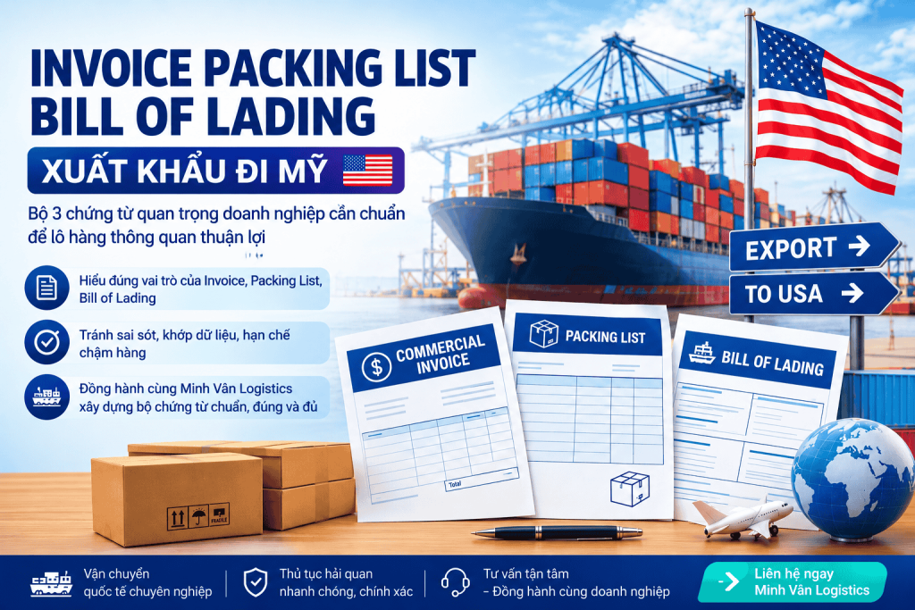 Invoice Packing List Bill of Lading xuất khẩu đi Mỹ