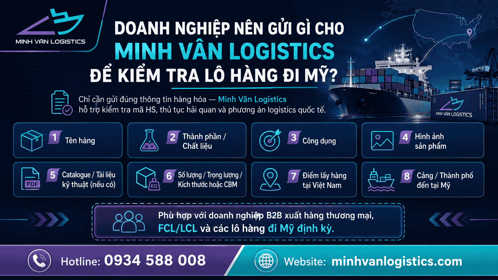 Mỗi loại có thể phát sinh yêu cầu khác nhau. Doanh nghiệp nên gửi gì cho Minh Vân Logistics để kiểm tra?
