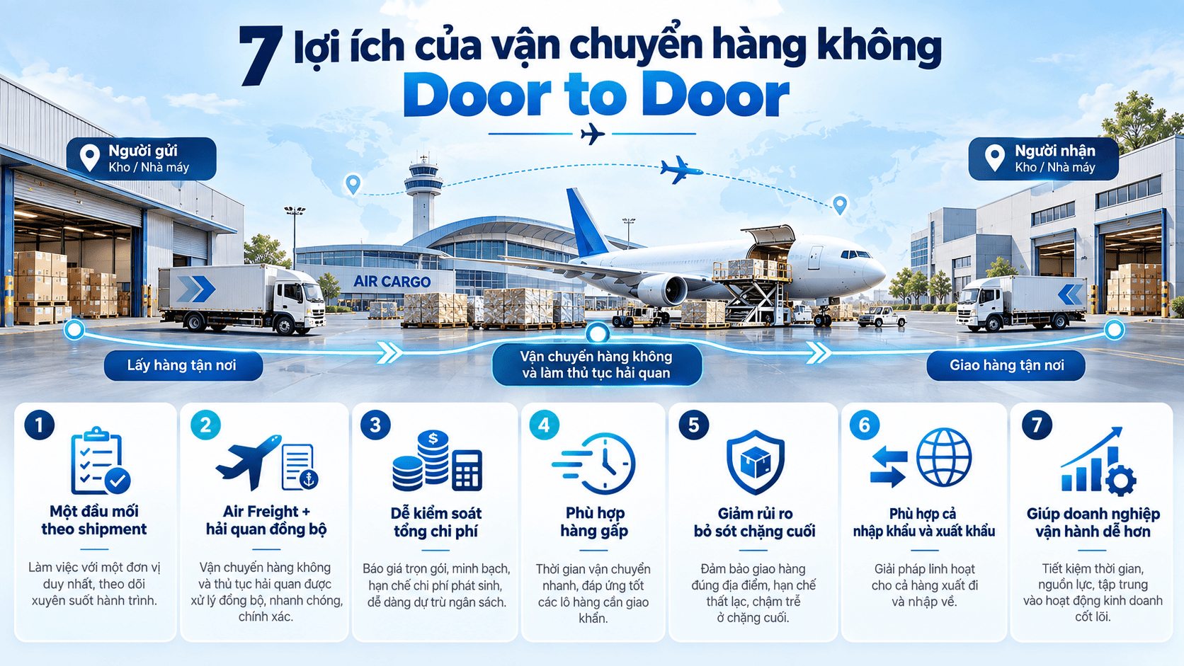 7 lợi ích của vận chuyển hàng không Door to Door