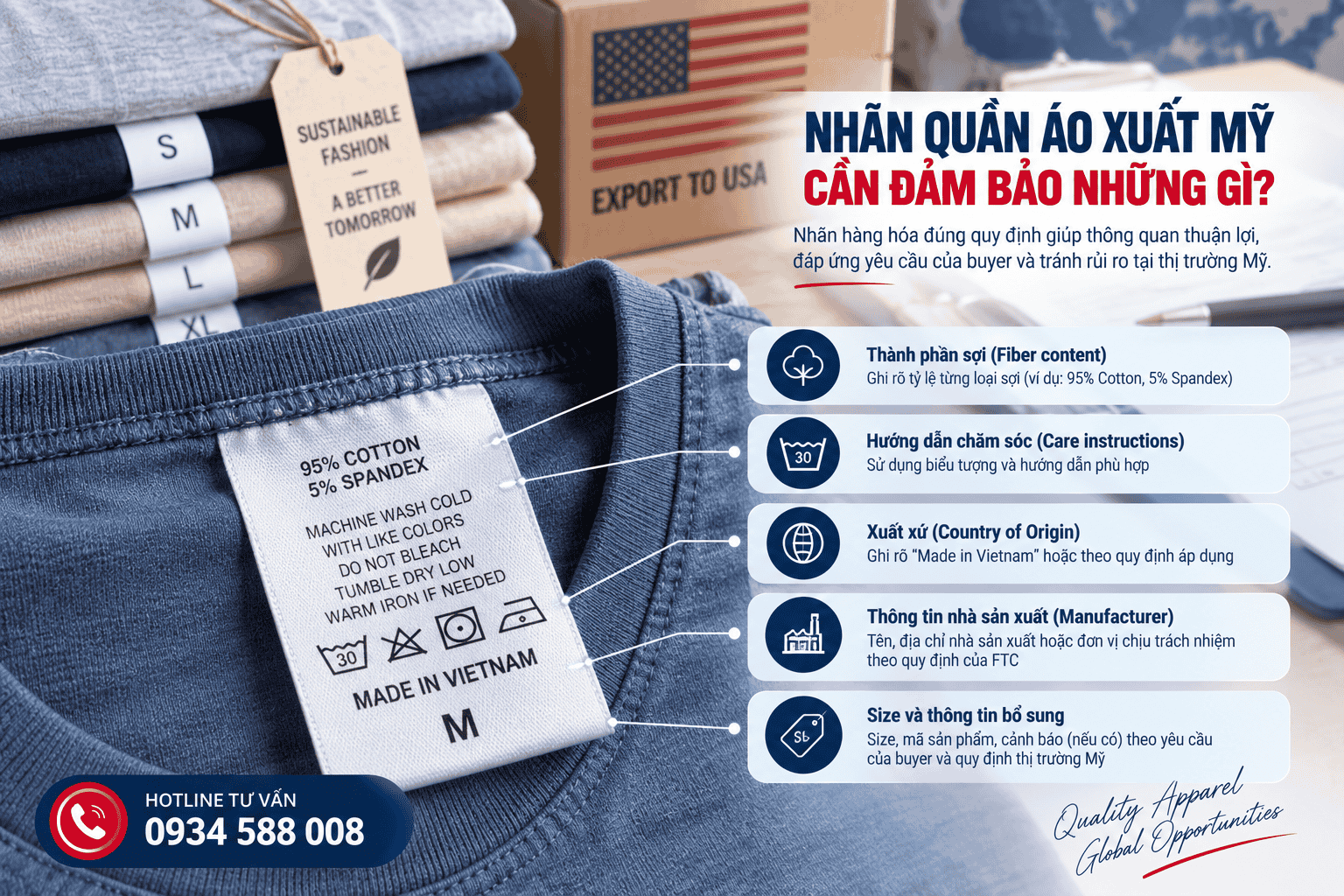 Nhãn quần áo xuất Mỹ cần kiểm tra