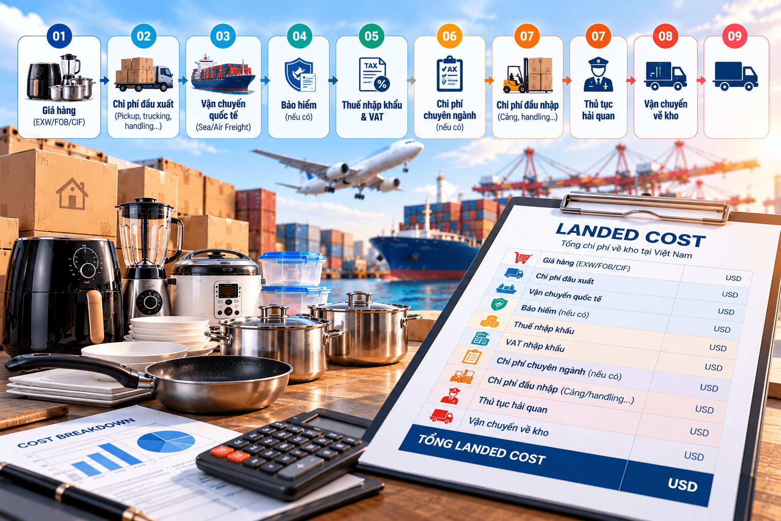 Cách tính landed cost trước khi đặt hàng