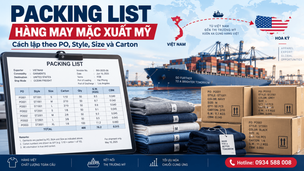 Packing List hàng may mặc xuất Mỹ