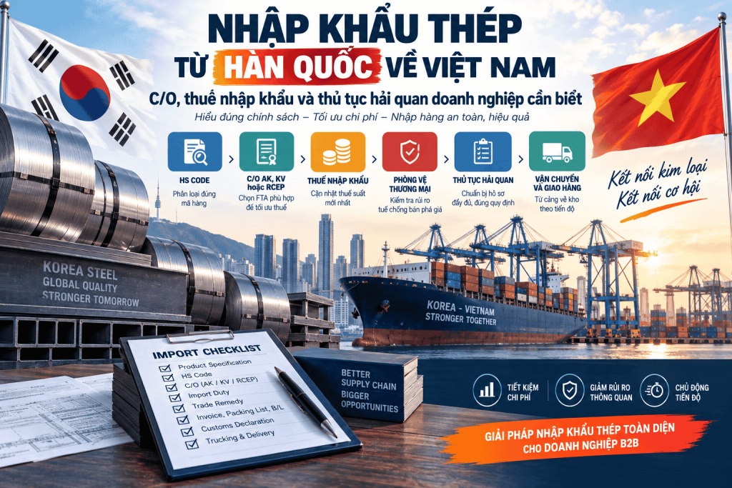Nhập khẩu thép từ Hàn Quốc về Việt Nam