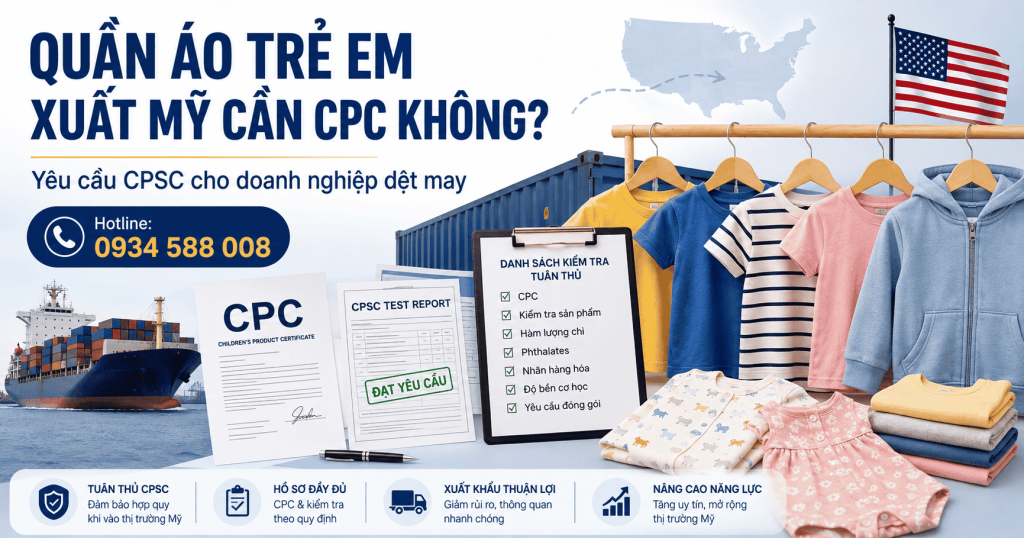 Quần áo trẻ em xuất Mỹ cần CPC không?