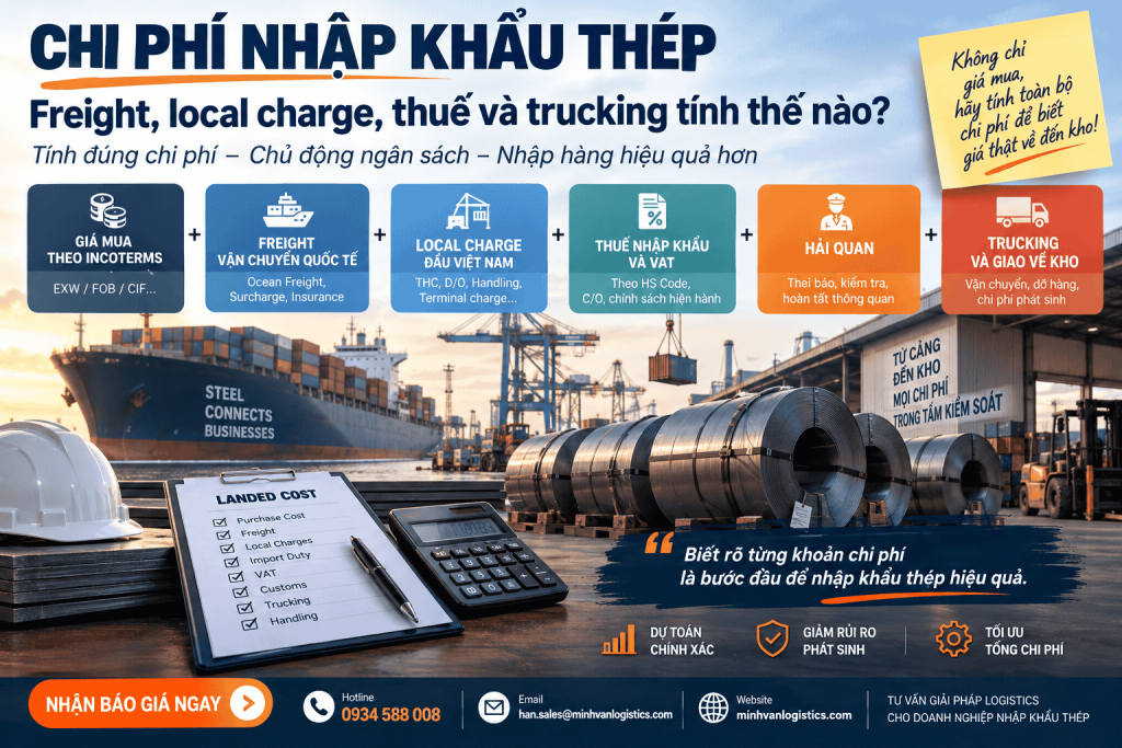 Chi phí nhập khẩu thép mới nhất 2026