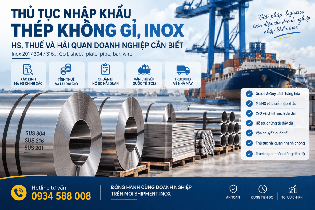 Thủ tục nhập khẩu thép không gỉ, inox