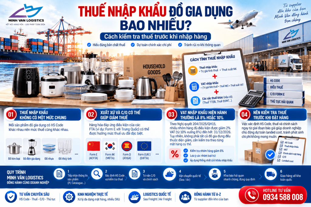 Thuế Nhập Khẩu Đồ Gia Dụng Bao Nhiêu