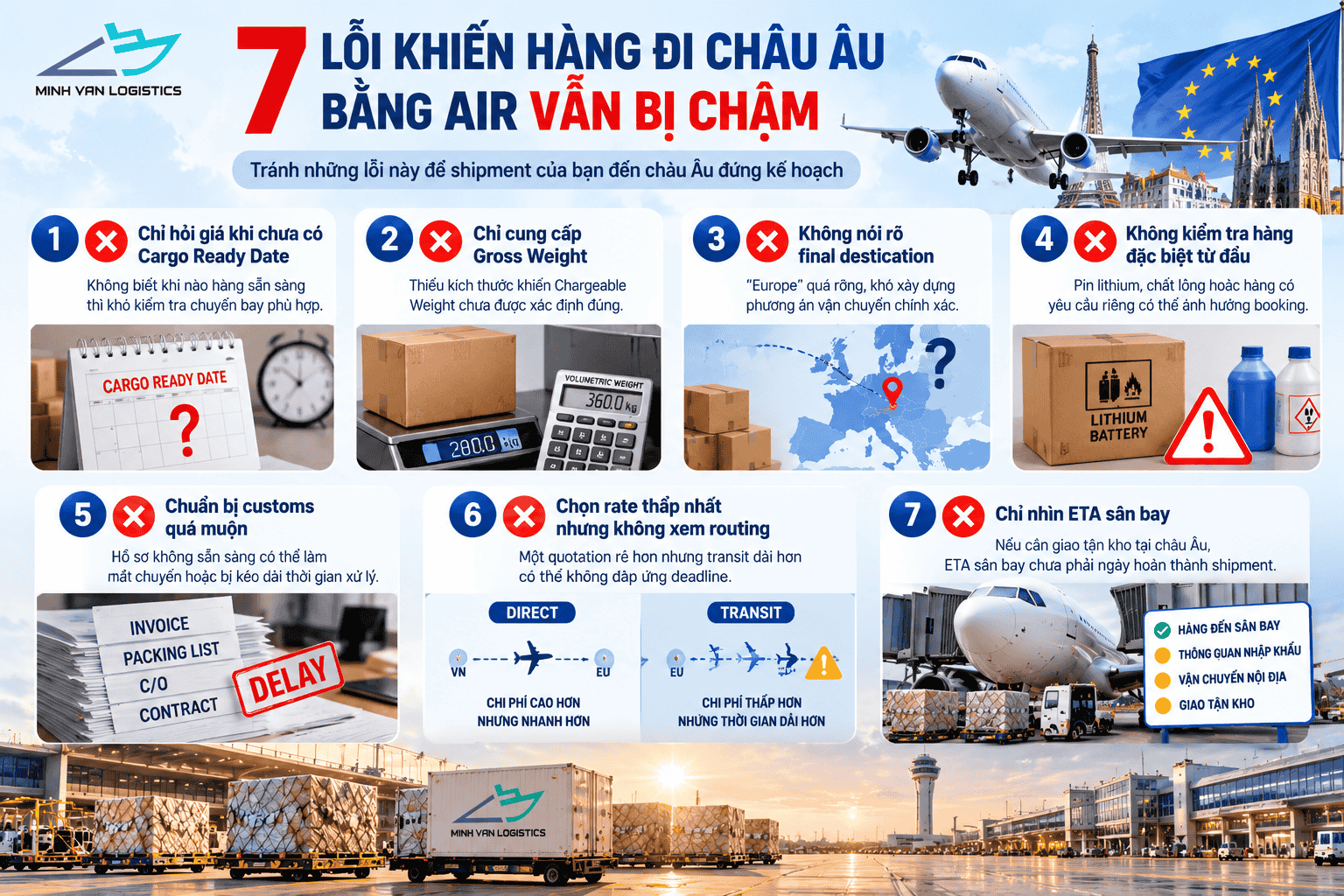7 lỗi khiến hàng đi châu Âu bằng Air vẫn bị chậm