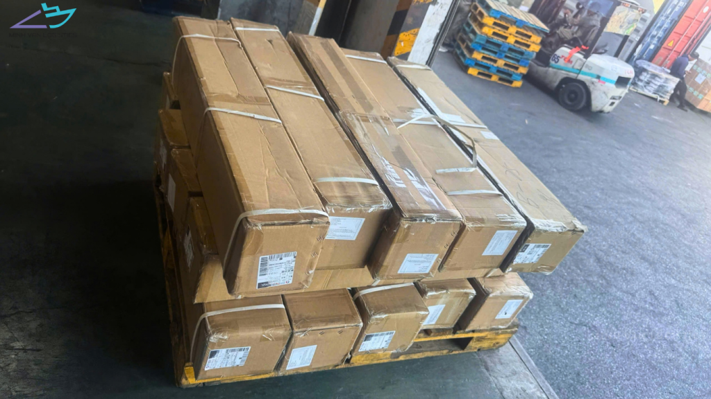 Palletized cargo prepared for logistics transportation