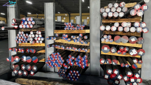 Steel bars stored in a logistics warehouse in Vietnam