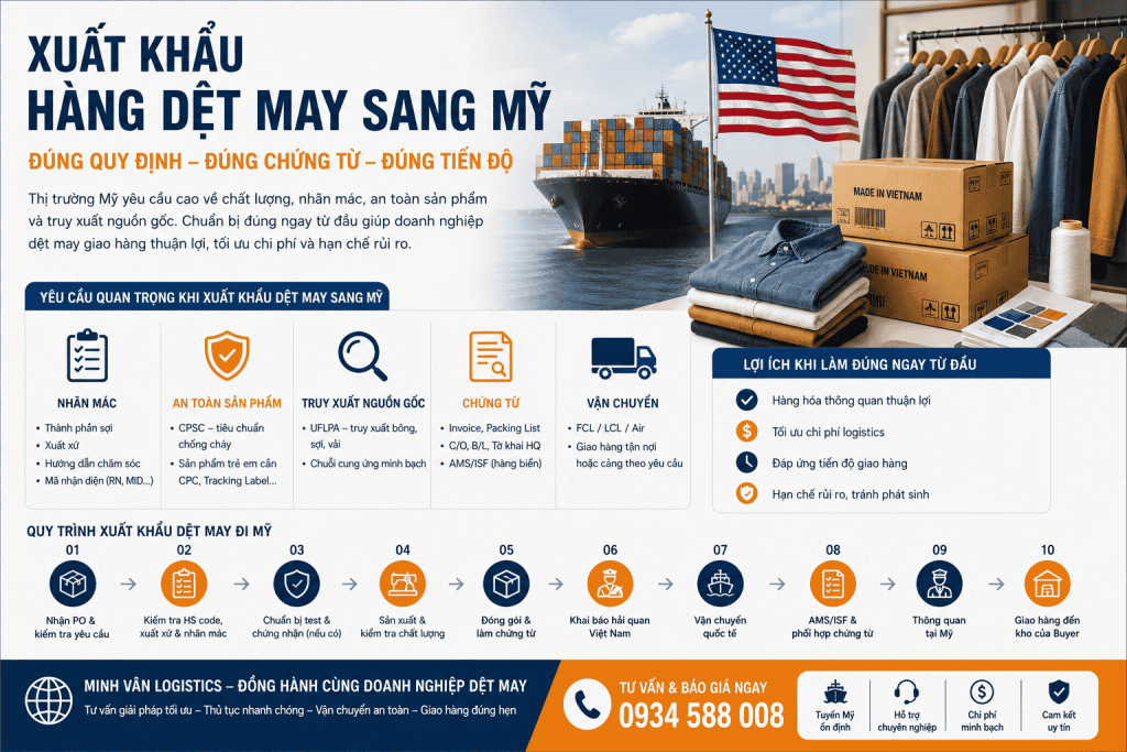 Xuất khẩu hàng dệt may sang Mỹ
