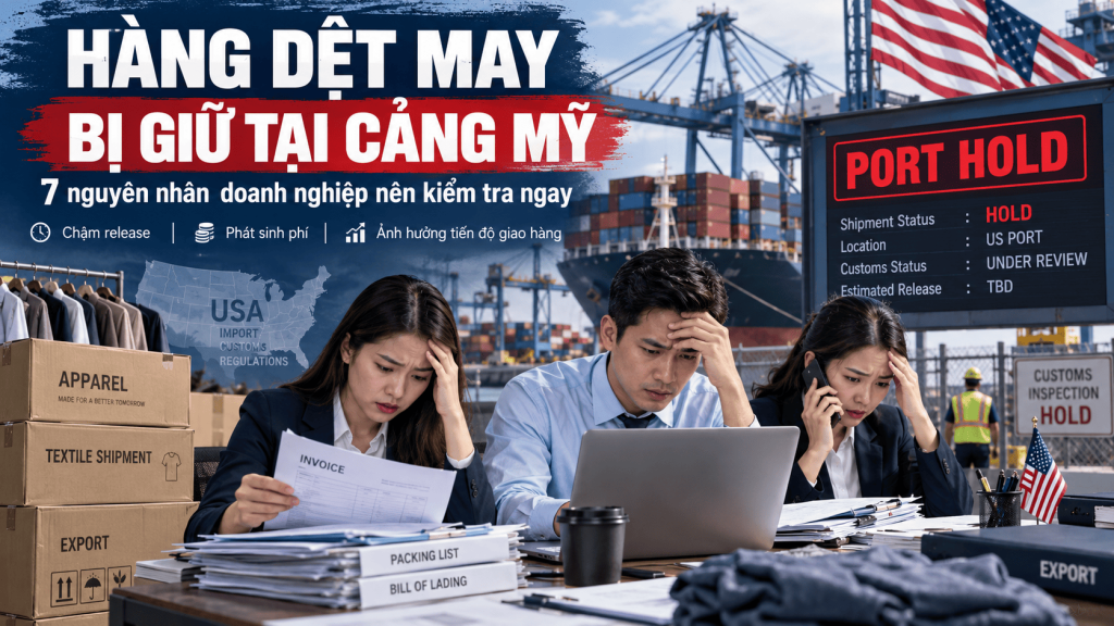 Hàng dệt may bị giữ tại cảng Mỹ
