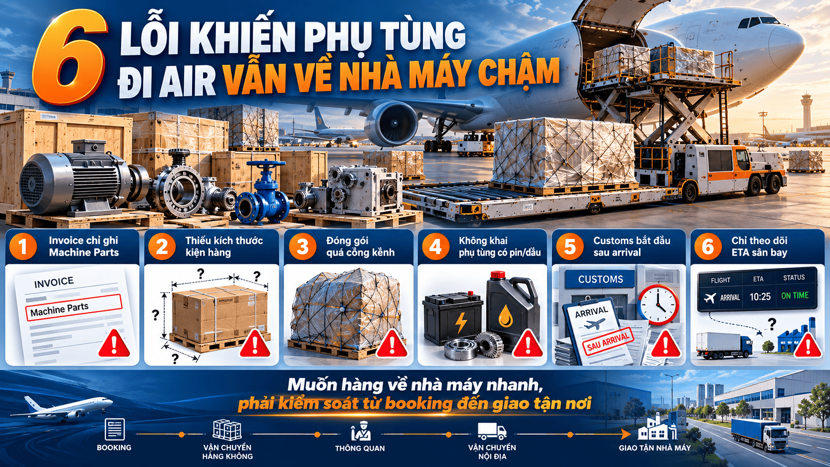 6 lỗi khiến phụ tùng đi Air vẫn về nhà máy chậm