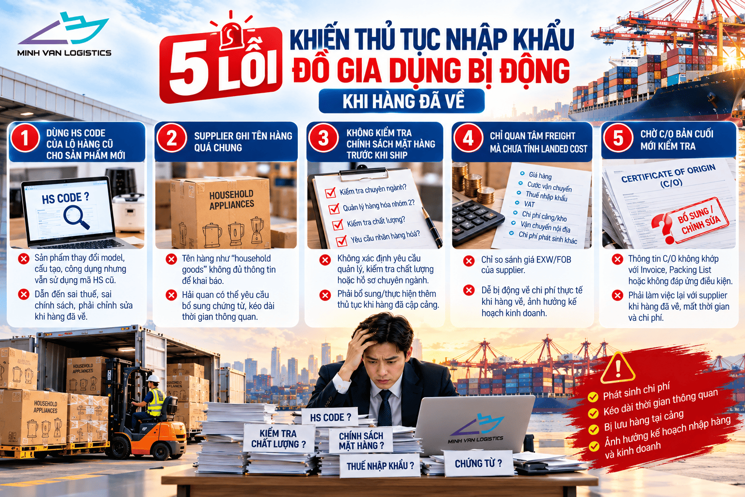 5 lỗi khiến thủ tục nhập khẩu đồ gia dụng bị động khi hàng đã về