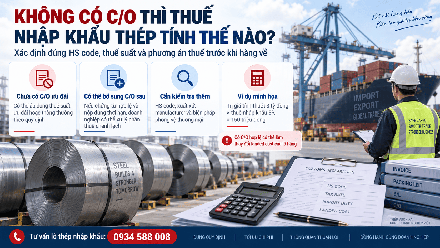 Không có C/O thì thuế nhập khẩu thép tính thế nào?