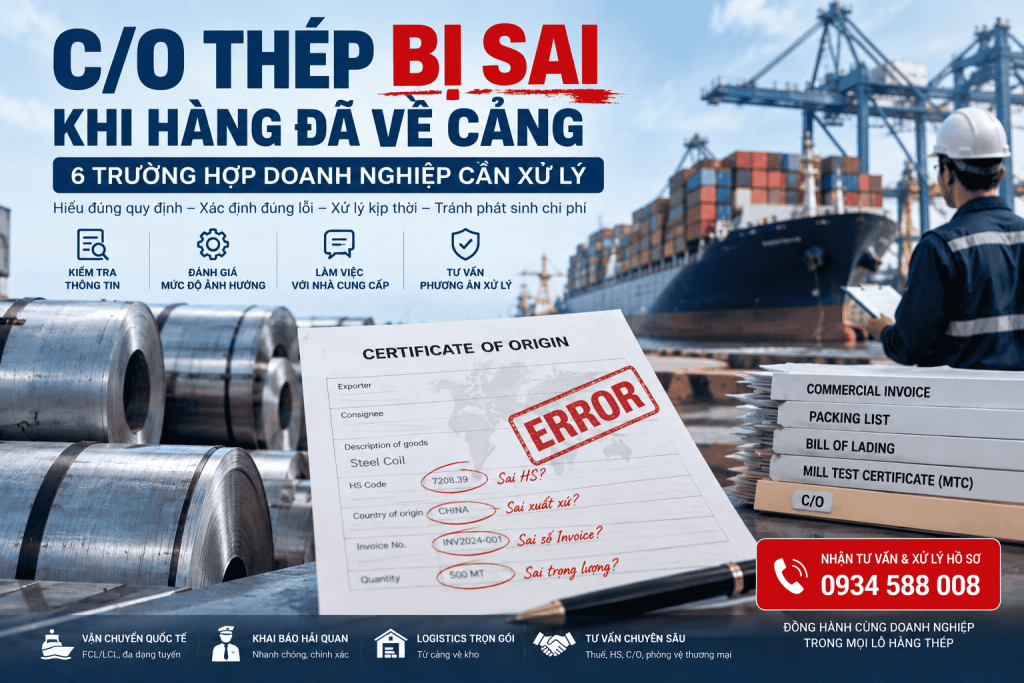C/O Thép Bị Sai Khi Hàng Đã Về Cảng