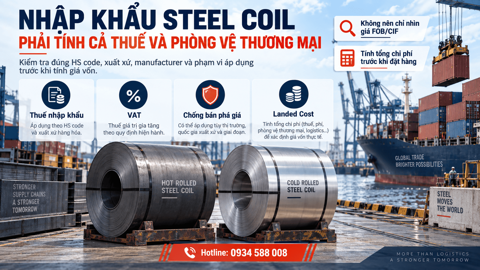Nhập khẩu Steel Coil phải tính cả thuế và phòng vệ thương mại