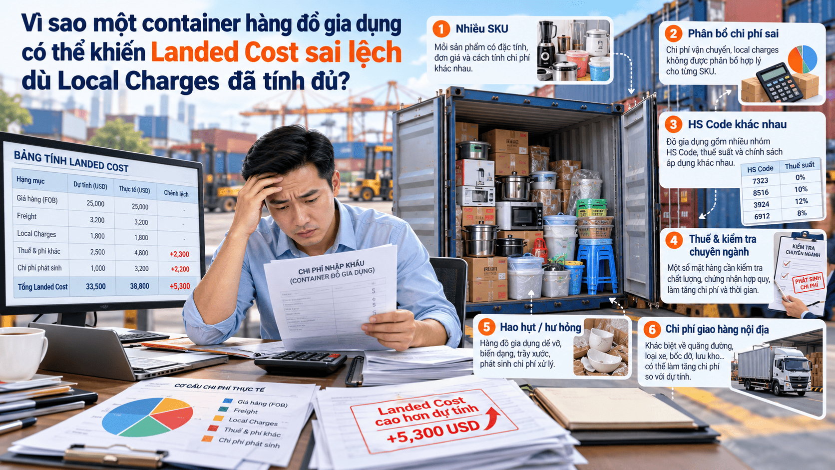 Vì sao một container hàng đồ gia dụng có thể khiến Landed Cost sai lệch dù Local Charges đã tính đủ?