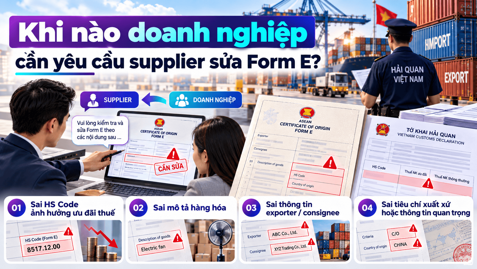Khi nào doanh nghiệp cần yêu cầu supplier sửa Form E?