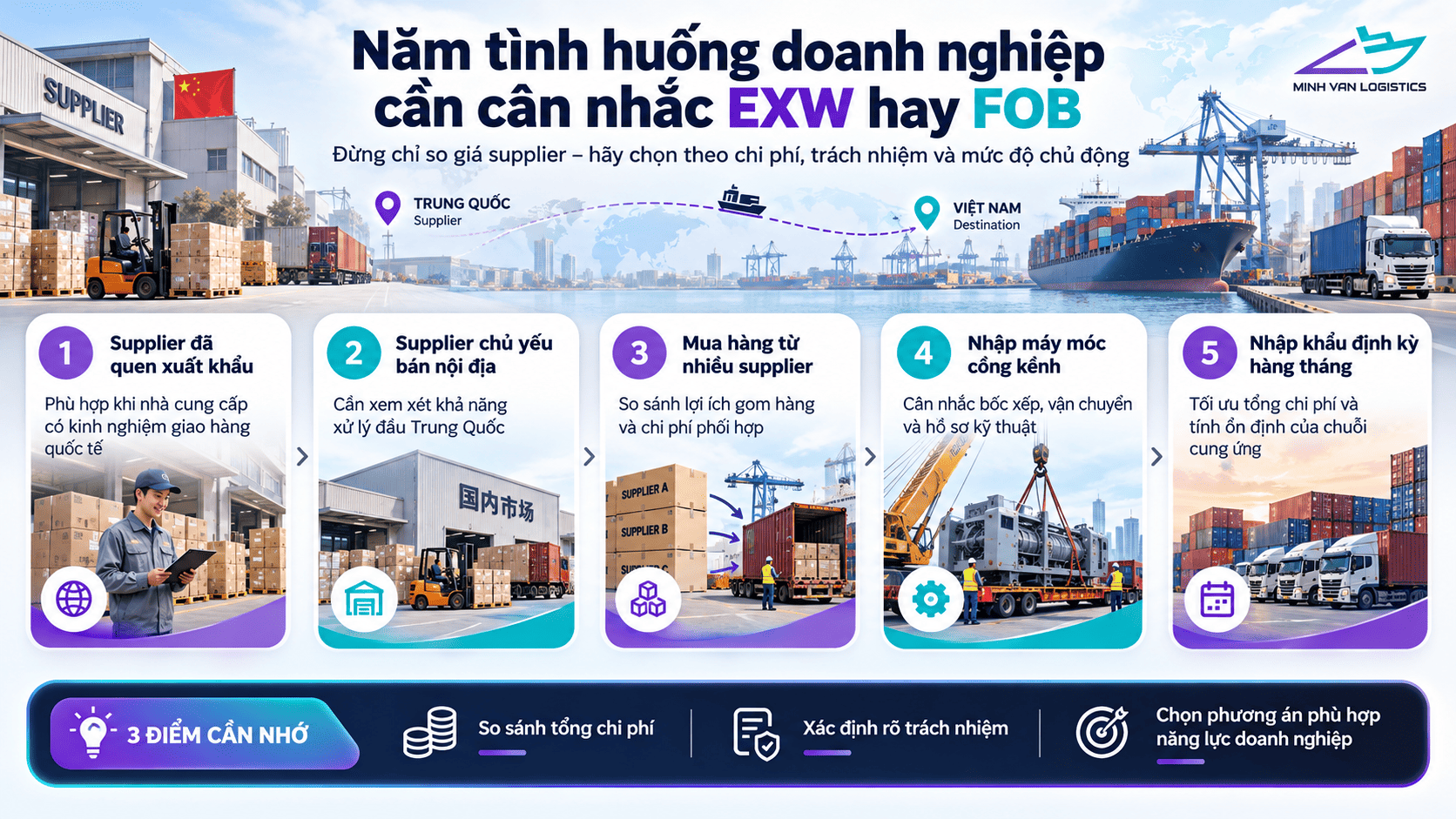 Năm tình huống doanh nghiệp cần cân nhắc EXW hay FOB