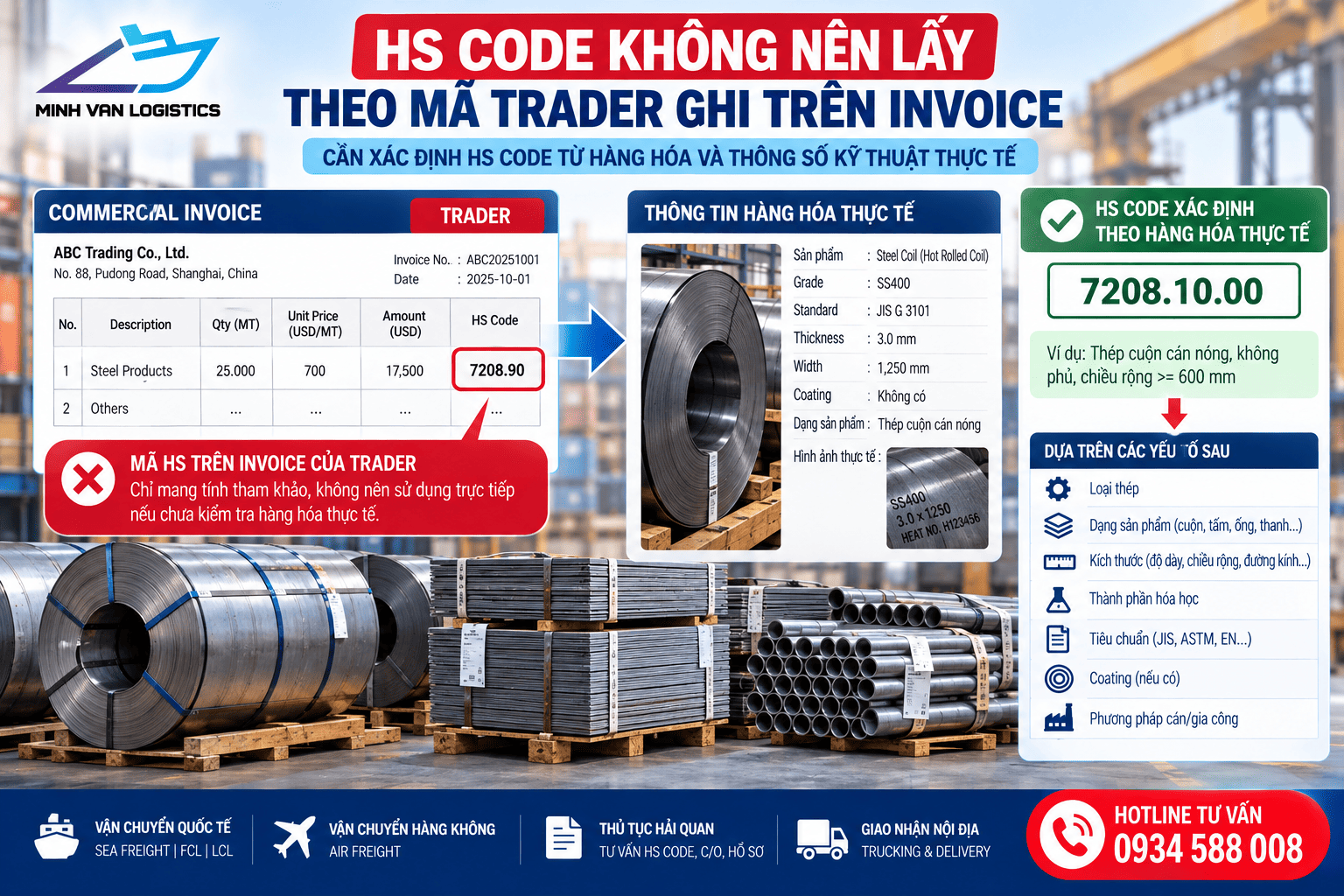 HS Code không nên lấy theo mã trader ghi trên Invoice