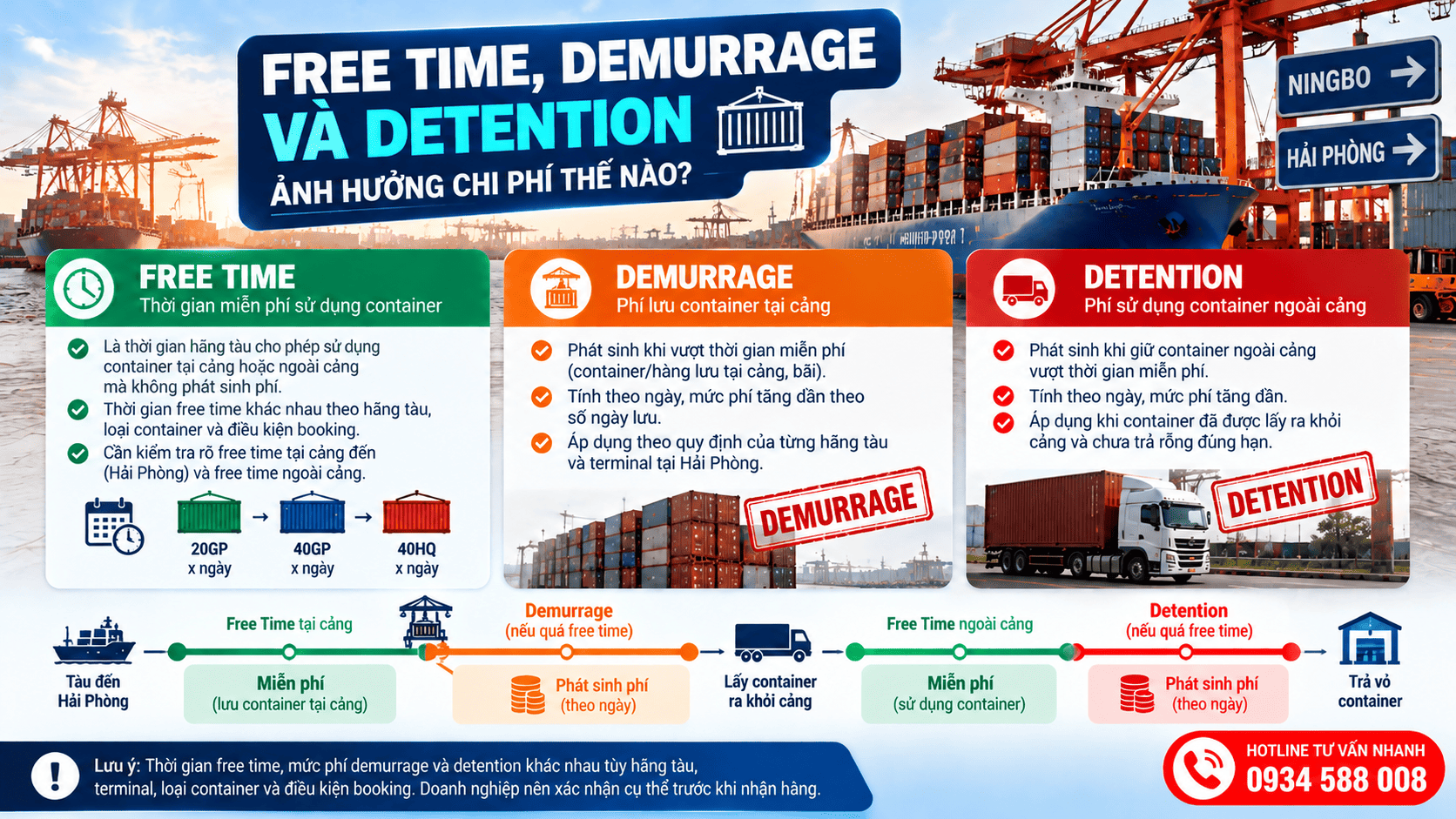 Free Time, Demurrage và Detention ảnh hưởng chi phí thế nào?