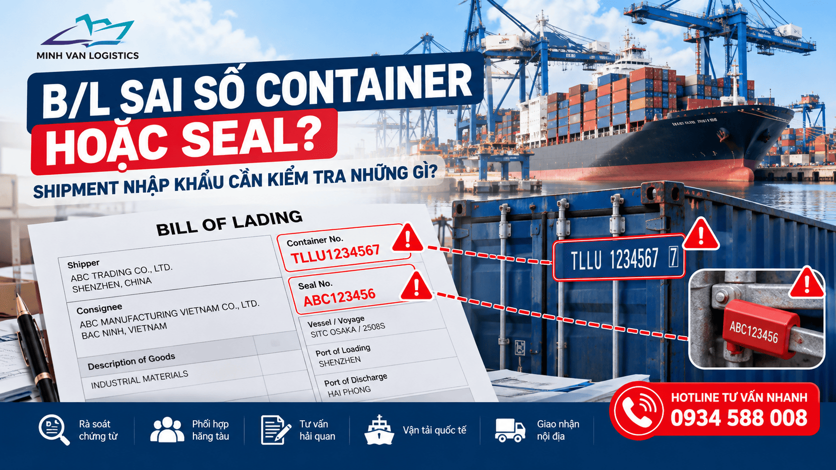 B/L Sai Số Container Hoặc Seal