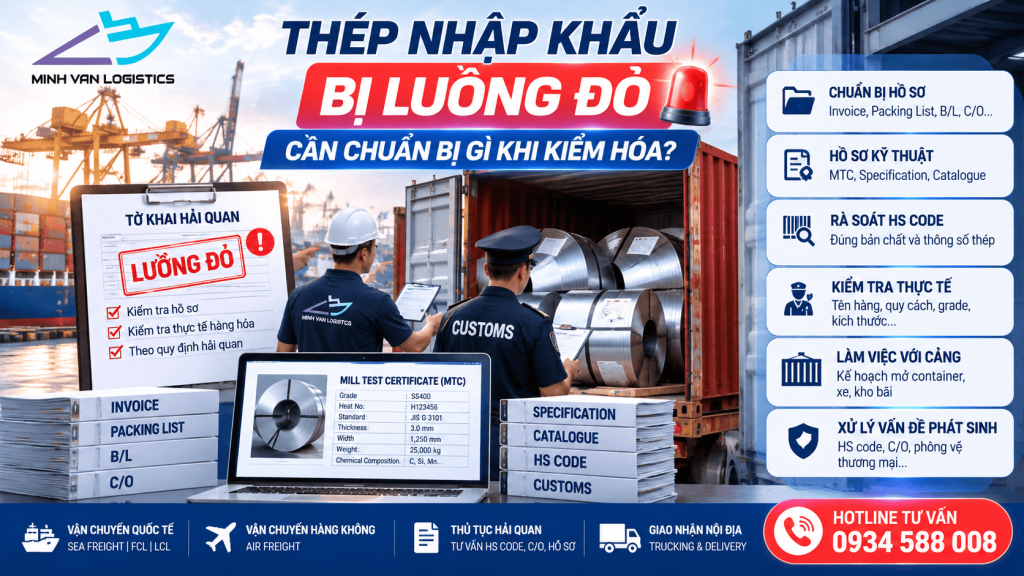 Thép Nhập Khẩu Bị Luồng Đỏ: Cần Chuẩn Bị Gì Khi Kiểm Hóa?