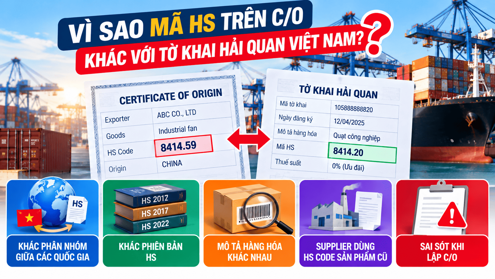 Vì sao mã HS trên C/O khác với tờ khai hải quan Việt Nam?