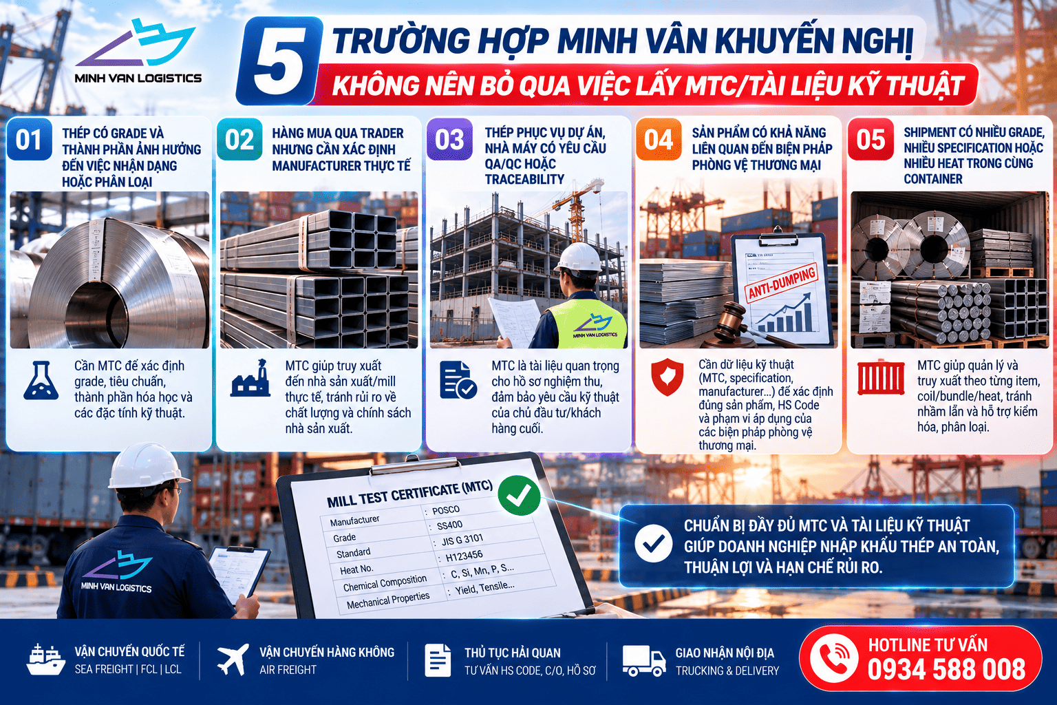5 trường hợp Minh Vân khuyến nghị doanh nghiệp không nên bỏ qua việc lấy MTC/tài liệu kỹ thuật tương ứng