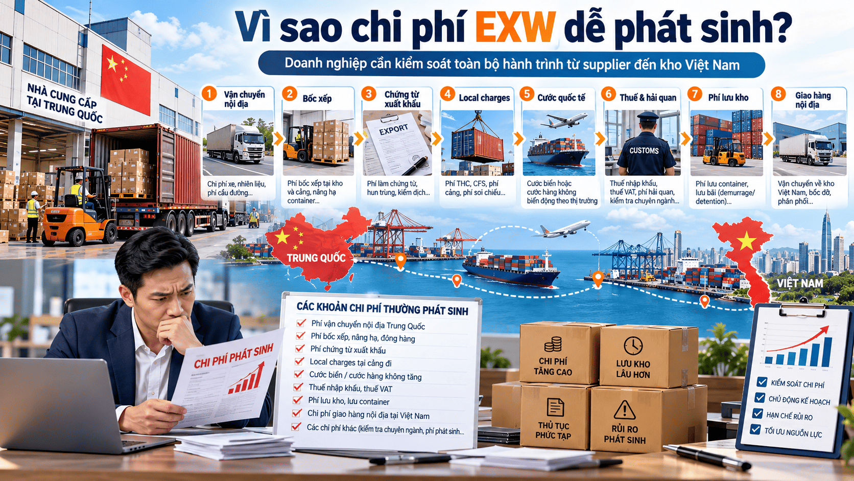 Vì sao doanh nghiệp nhập hàng EXW Trung Quốc thường bị phát sinh chi phí?