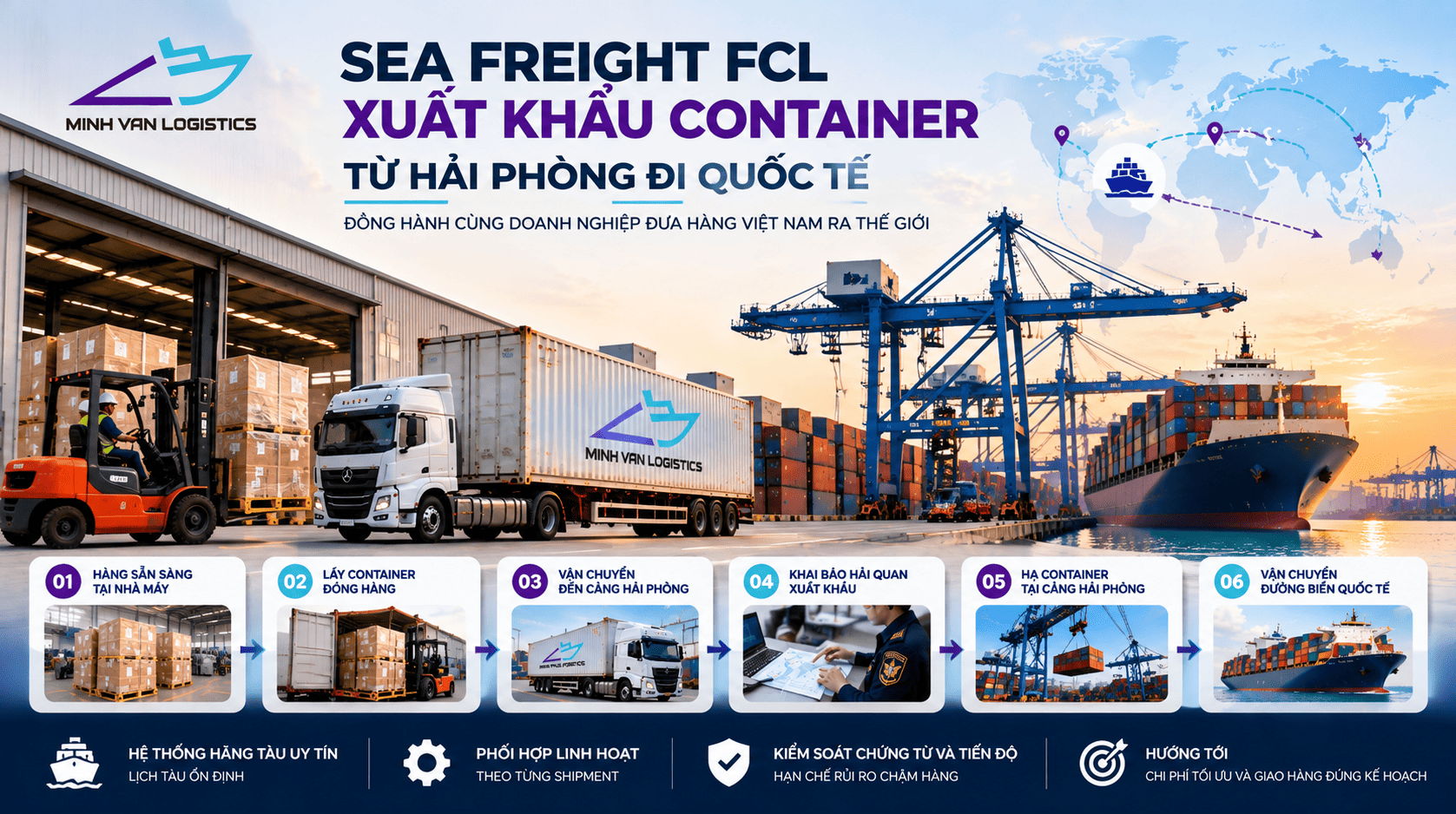 Sea Freight FCL xuất khẩu container từ Hải Phòng đi quốc tế