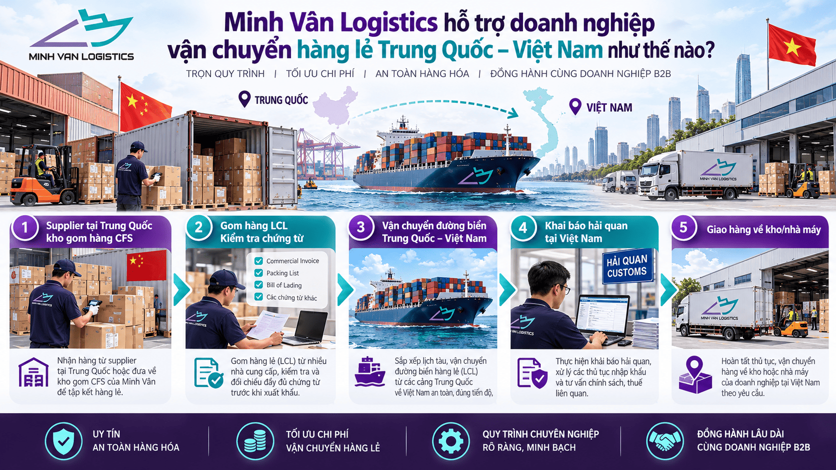 Minh Vân Logistics hỗ trợ doanh nghiệp vận chuyển hàng lẻ Trung Quốc – Việt Nam như thế nào?