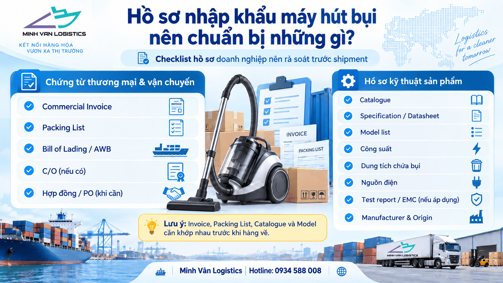 Hồ sơ nhập khẩu máy hút bụi nên chuẩn bị những gì?