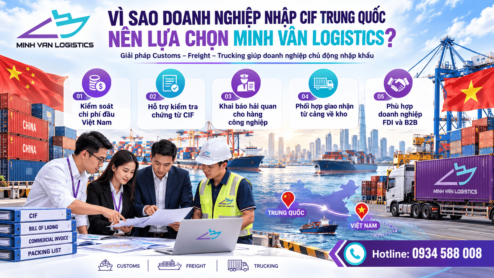Vì sao doanh nghiệp nhập CIF Trung Quốc nên lựa chọn Minh Vân Logistics?