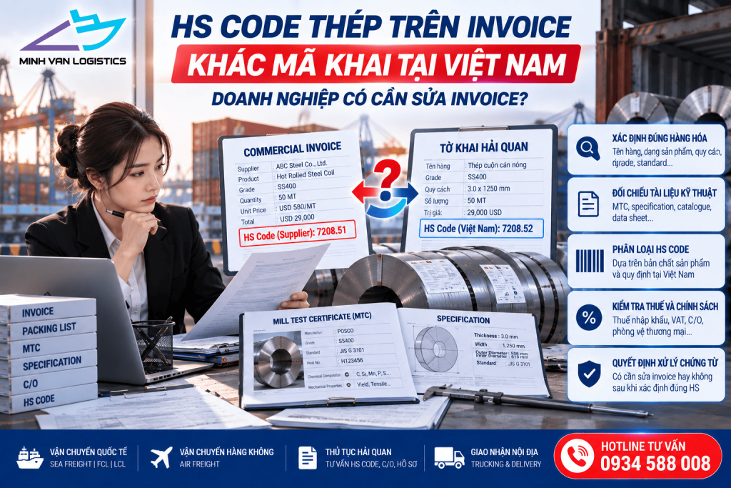 HS Code Thép Trên Invoice Khác Mã Khai Tại Việt Nam