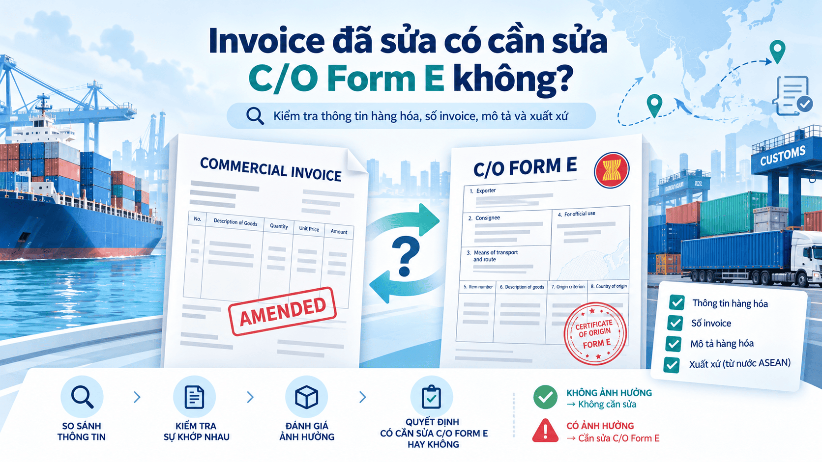Invoice đã sửa có cần sửa C/O Form E không?
