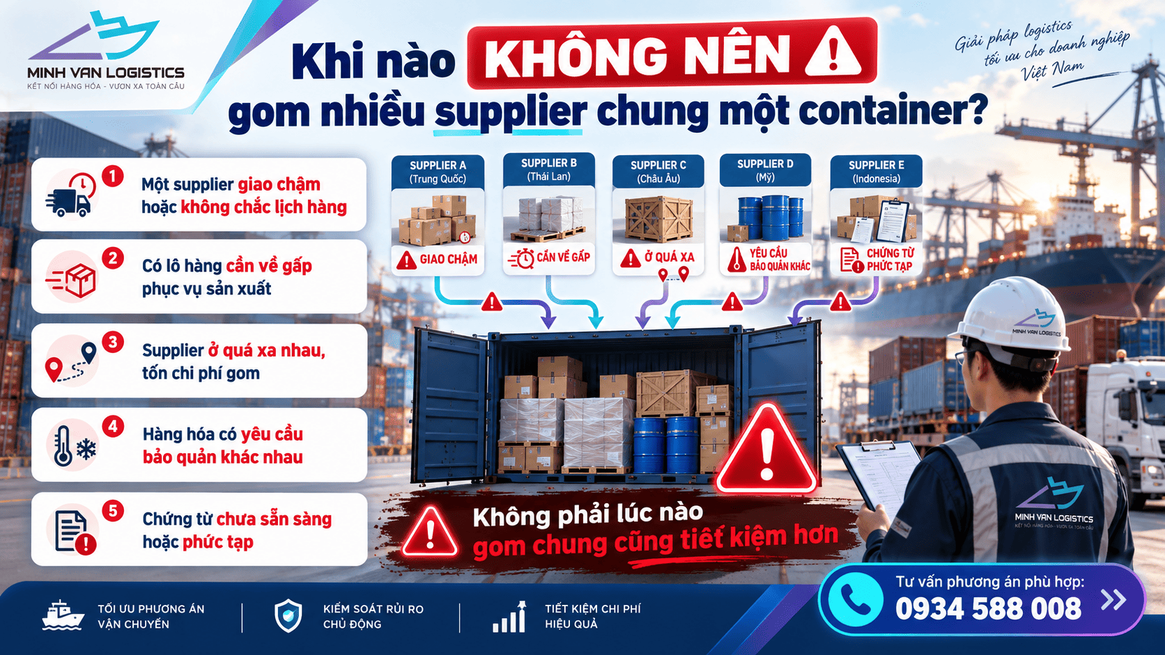 Khi nào doanh nghiệp nên gom hàng nhiều supplier chung một container?