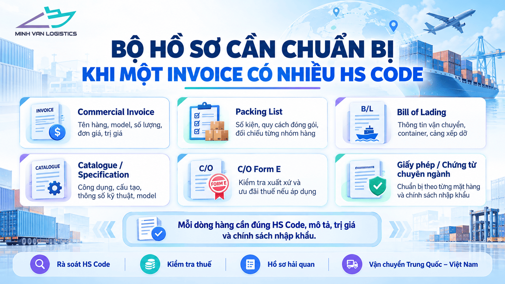 Bộ hồ sơ cần chuẩn bị khi một Invoice có nhiều HS Code