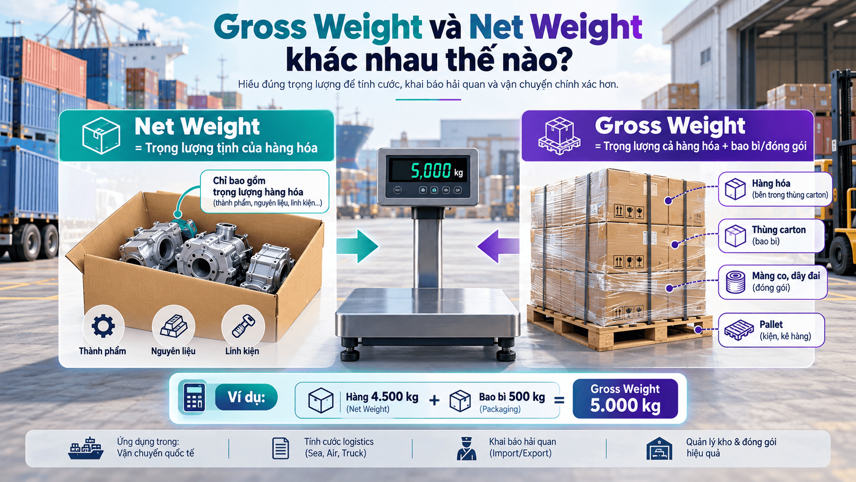 Gross Weight và Net Weight khác nhau thế nào?