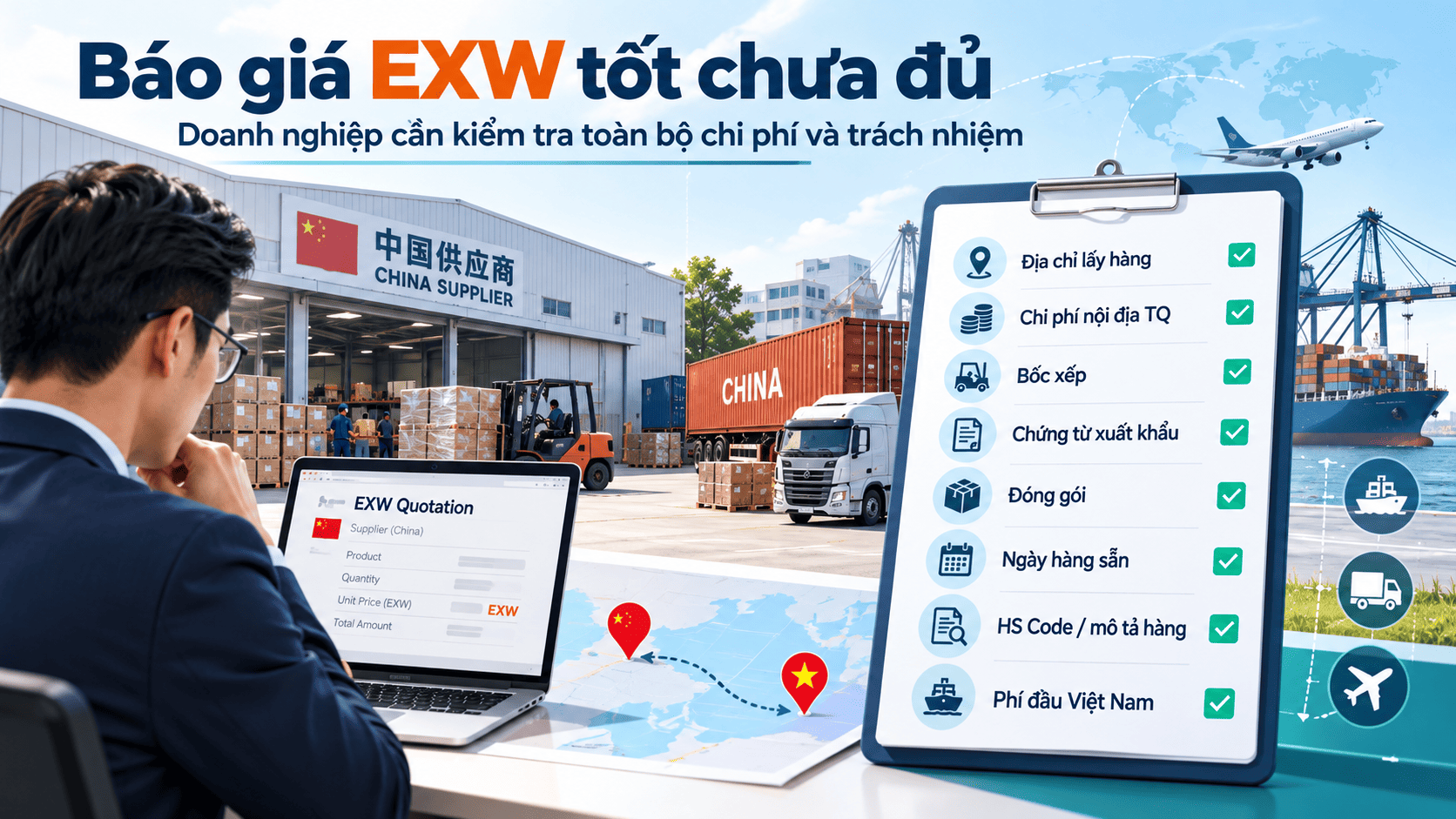 Một supplier Trung Quốc có thể báo EXW rất tốt nhưng doanh nghiệp vẫn nên kiểm tra những gì?