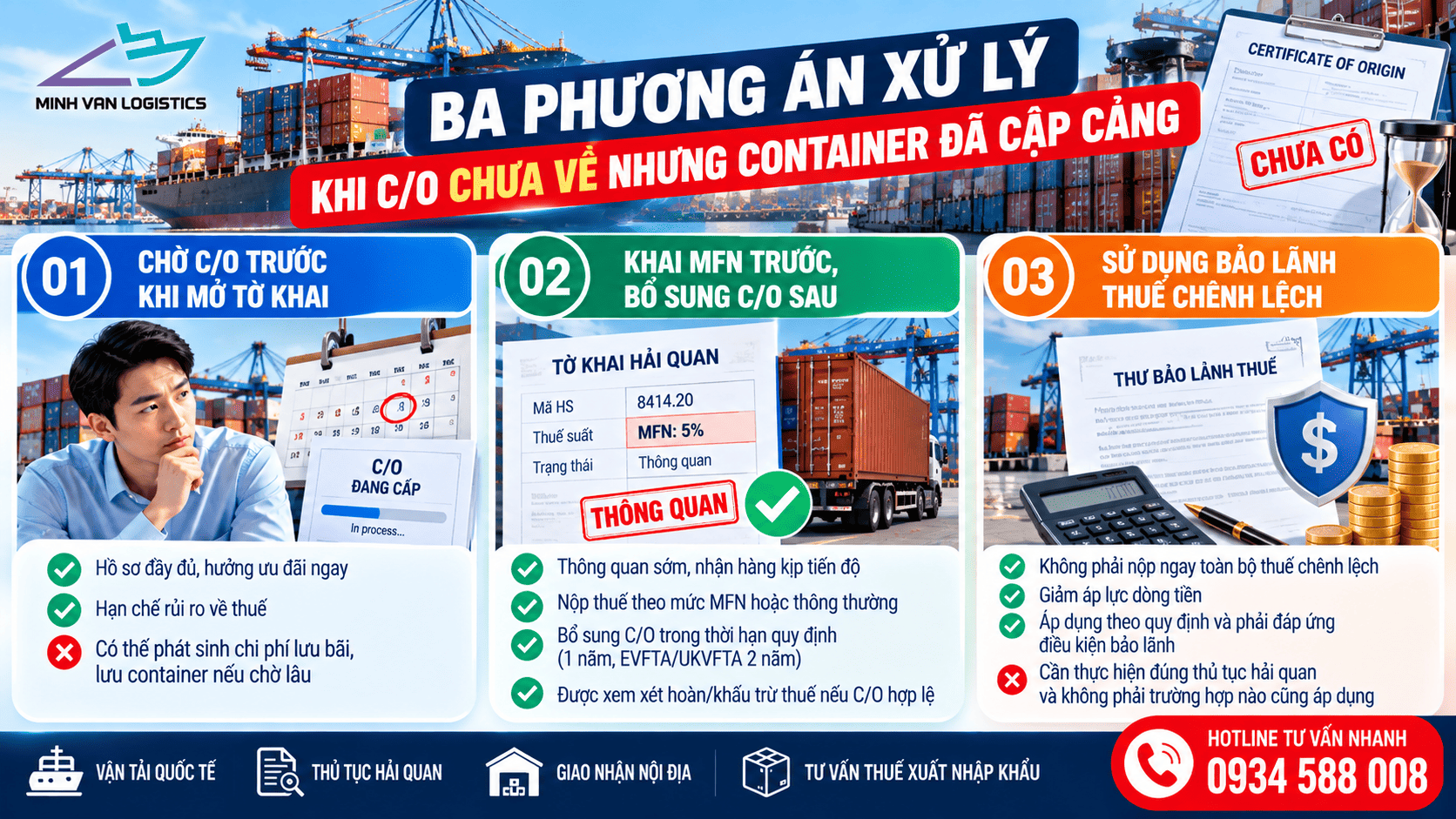 Ba phương án xử lý khi C/O chưa về nhưng container đã cập cảng
