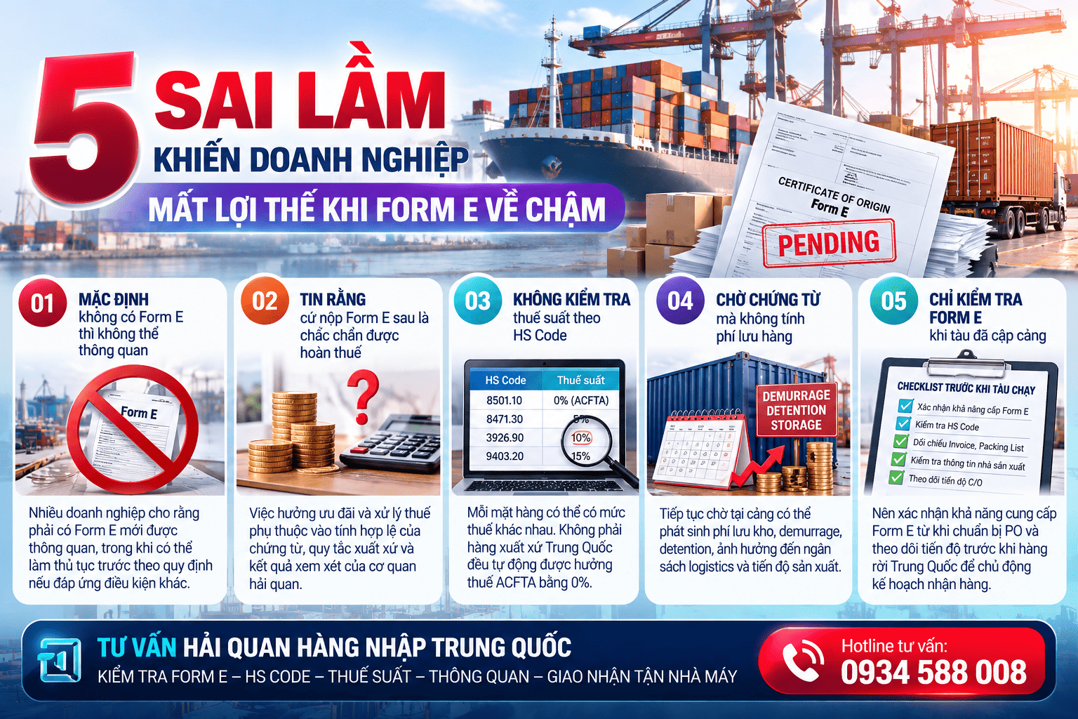 Năm sai lầm khiến doanh nghiệp mất lợi thế khi Form E về chậm