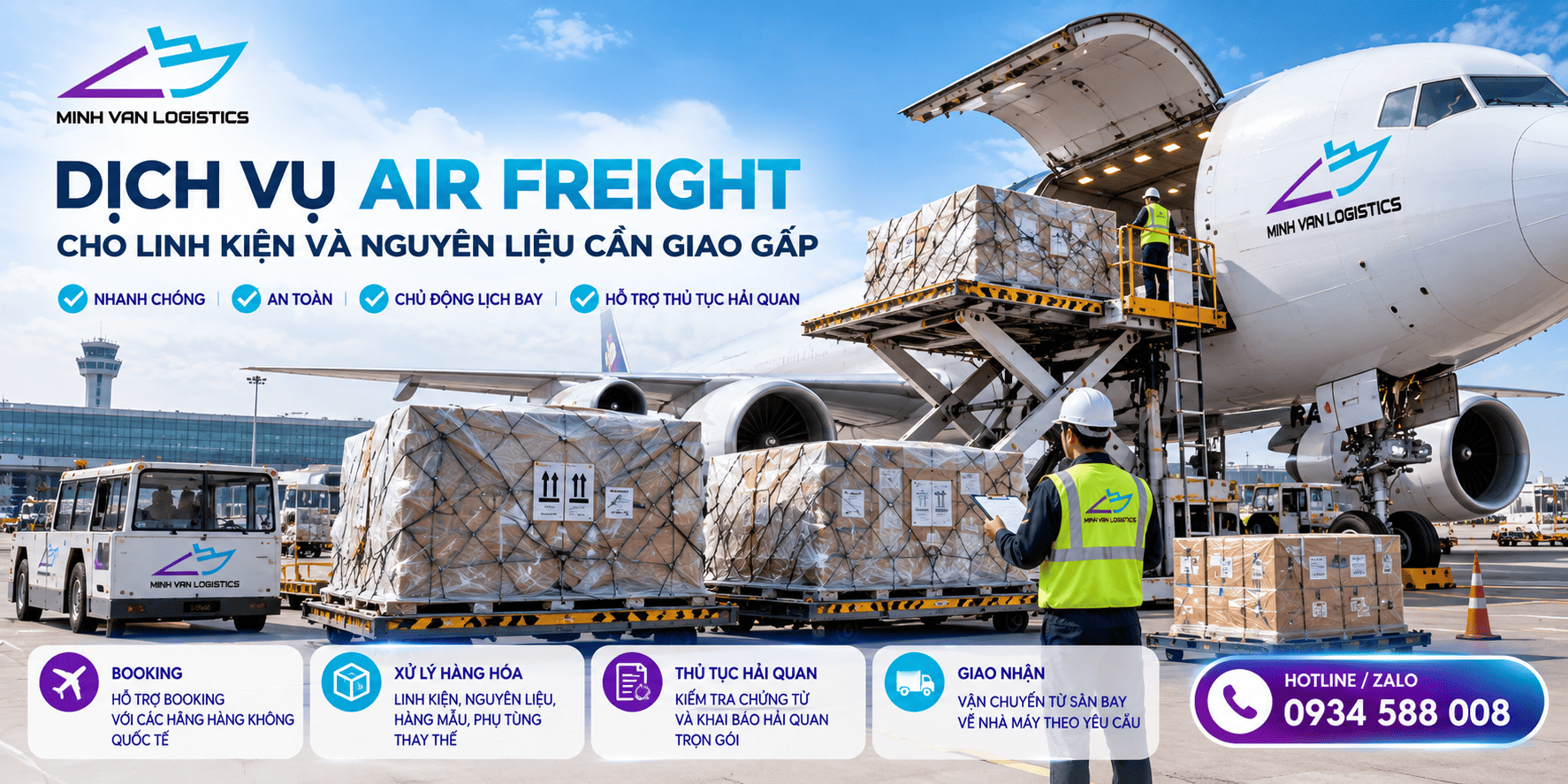 Dịch vụ Air Freight cho linh kiện và nguyên liệu cần giao gấp